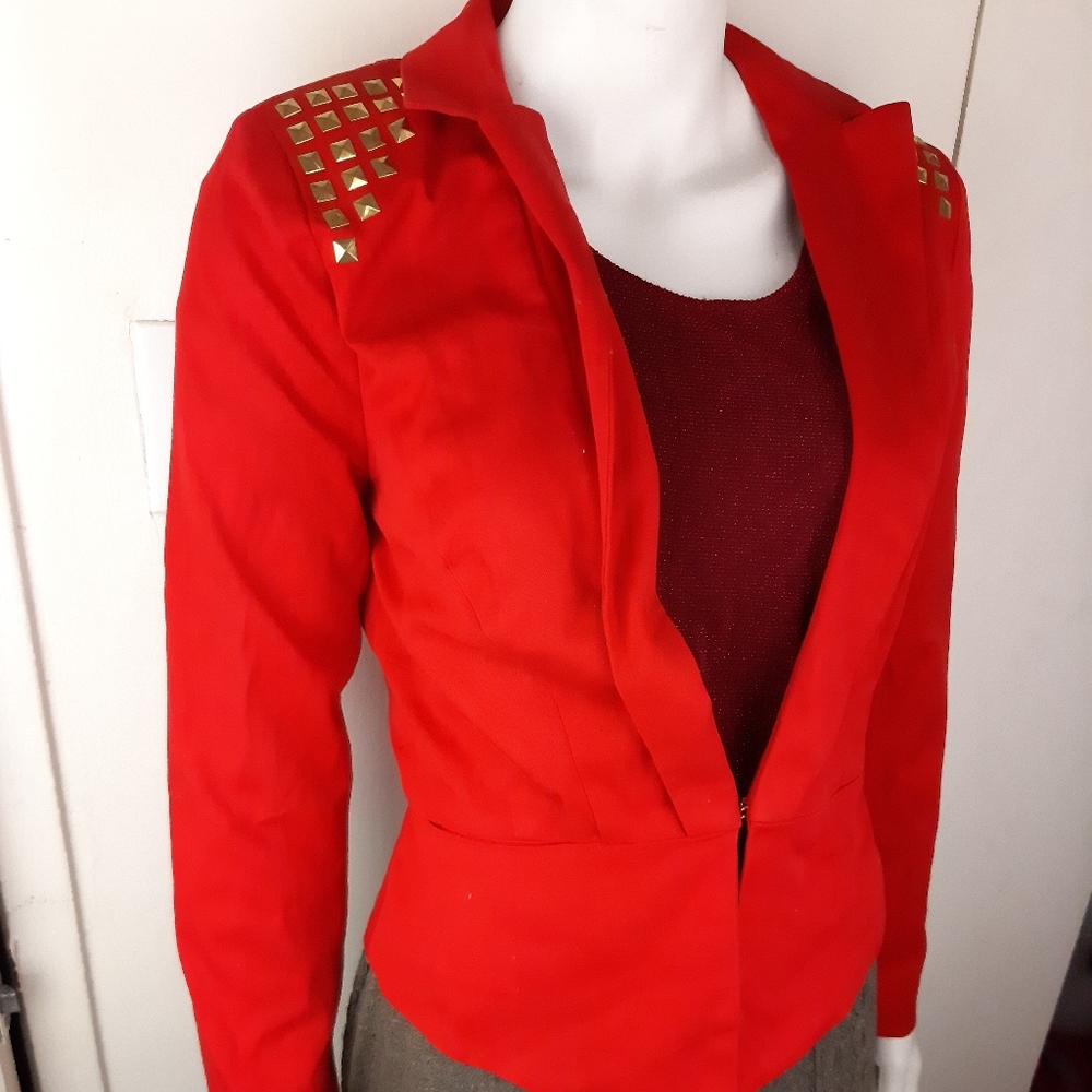 🔥 New with tags blazer jacket red with studs - Picture 5 of 14